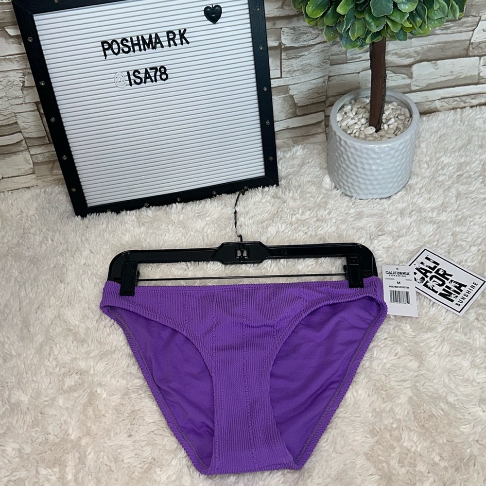 CALIFORNIA SUNSHINE Basic High Leg Bikini Bottoms.